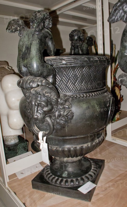 Urn with Putti, 1700s. France, 18th century. Bronze; overall: 88.9 x 73.7 x 52.1 cm (35 x 29 x 20 1/2 in.).