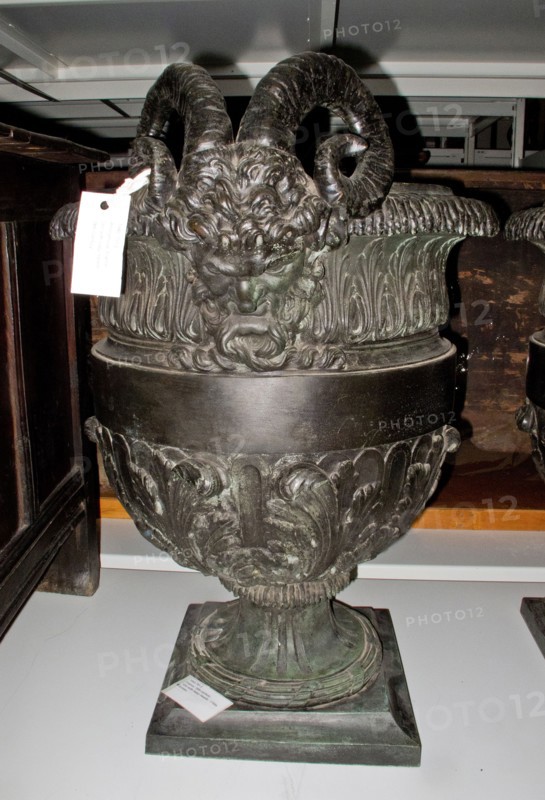 Urn with Satyr Heads, 1700s. France, 18th century. Bronze; overall: 80.6 x 67 x 55.9 cm (31 3/4 x 26 3/8 x 22 in.).