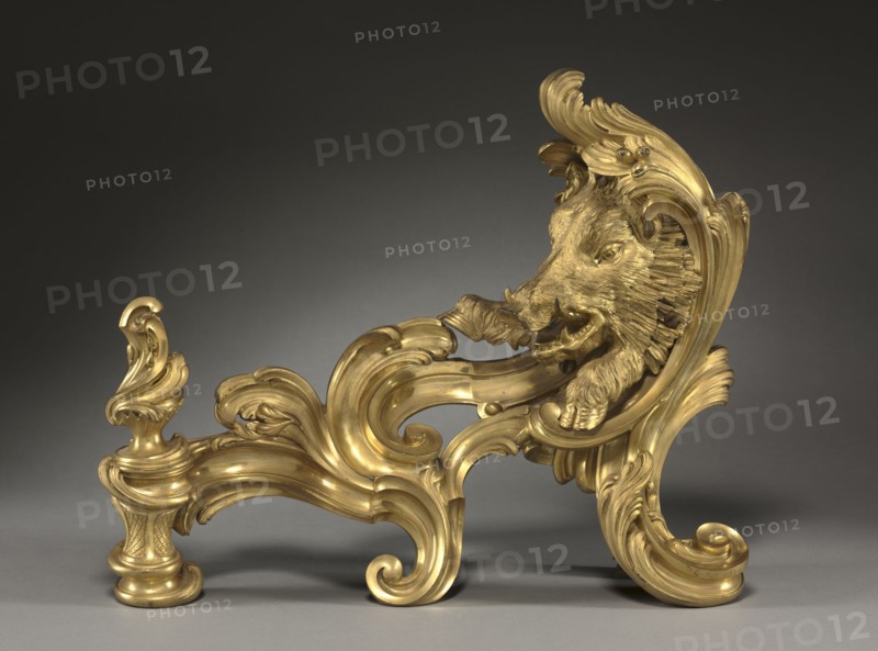 Pair of Andirons (Chenets), 1752. Jacques Caffieri (French, 1678-1755). Gilt bronze; overall: 44.2 x 54.6 x 14 cm (17 3/8 x 21 1/2 x 5 1/2 in.).