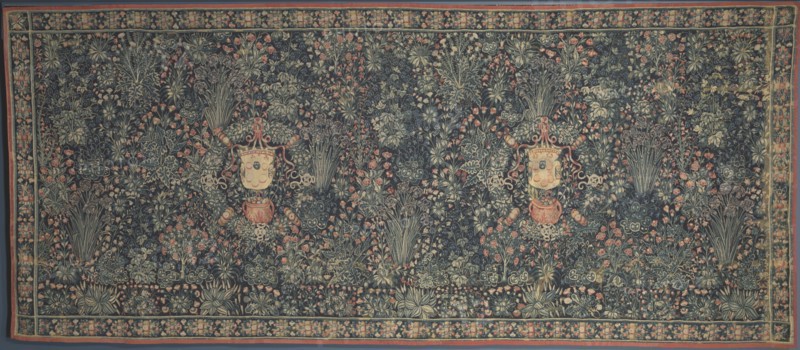 Millefleurs Tapestry with Medici Coat of Arms, 1520s. Netherlands, Hainault, early 16th century. Tapestry weave: wool and silk; overall: 274.2 x 639.7 cm (107 15/16 x 251 7/8 in.)