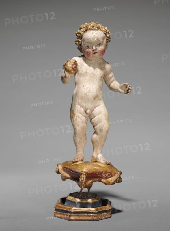The Christ Child Holding a Pomegranate, c. 1510. South Germany, 16th century. Painted wood; overall: 22.3 x 8.3 x 7.7 cm (8 3/4 x 3 1/4 x 3 1/16 in.).