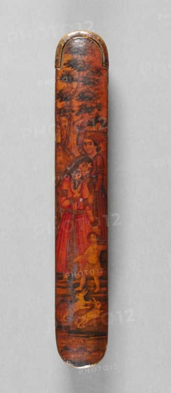 Pen and Ink Box, 1800s. Iran, Qajar period (1779-1925). Lacquer over papier maché; overall: 3.9 x 22.3 x 2.7 cm (1 9/16 x 8 3/4 x 1 1/16 in.).