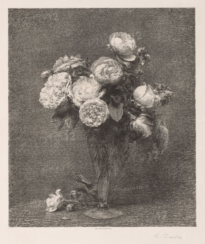 Bouquet of Roses, 1879. Henri Fantin-Latour (French, 1836-1904). Lithograph