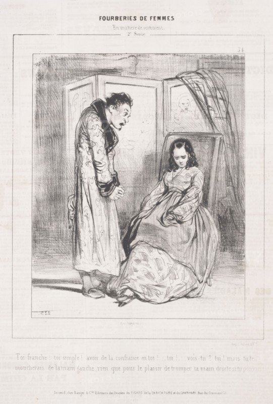 Fourberies de Femmes:  En matière de sentiment, 1842. Paul Gavarni (French, 1804-1866). Lithograph