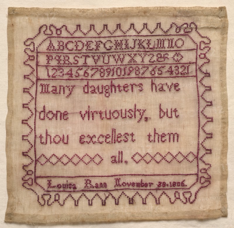 Sampler, 1806. America, 19th century. Embroidery; silk on linen; average: 12.4 x 12.7 cm (4 7/8 x 5 in.).
