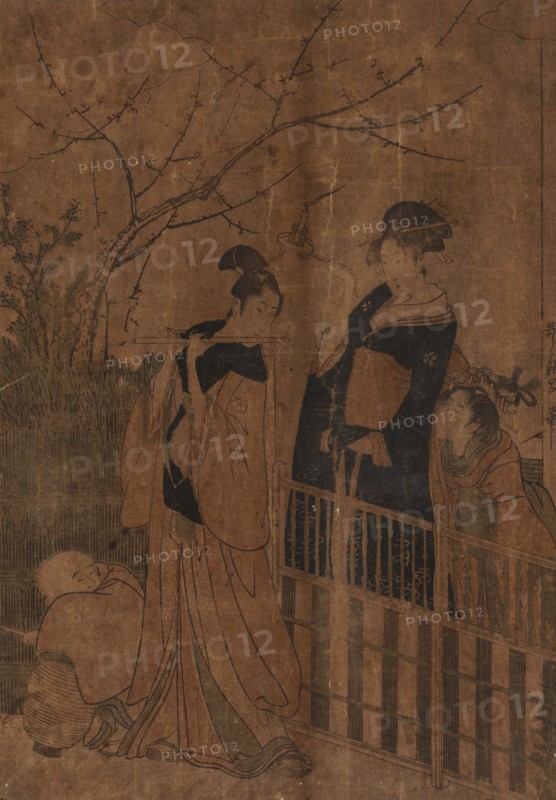 Serenade, 1753-1806. Kitagawa Utamaro (Japanese, 1753?-1806). Color woodblock print; sheet: 36.2 x 25.2 cm (14 1/4 x 9 15/16 in.).