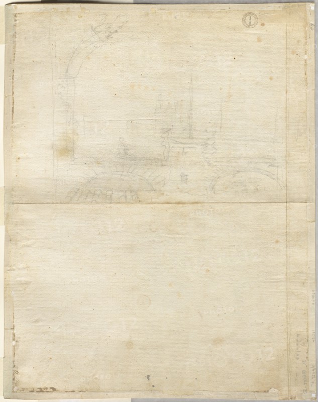 Sketch for San Giovanni in Laterano (verso), 1664. Lievin Cruyl (Flemish, c. 1640-c. 1720). Graphite; sheet: 38.9 x 49.6 cm (15 5/16 x 19 1/2 in.).