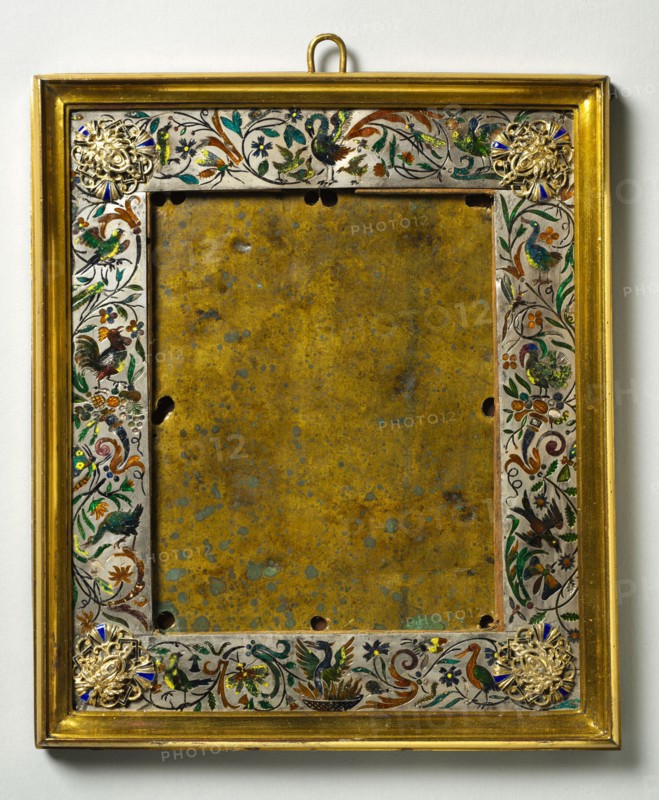 Frame, c. 1600. Germany, Augsburg, 17th century. Glass, tortoise shell, silver enamel, gilt-bronze inner and outer frames; overall: 18.7 x 15.9 cm (7 3/8 x 6 1/4 in.).