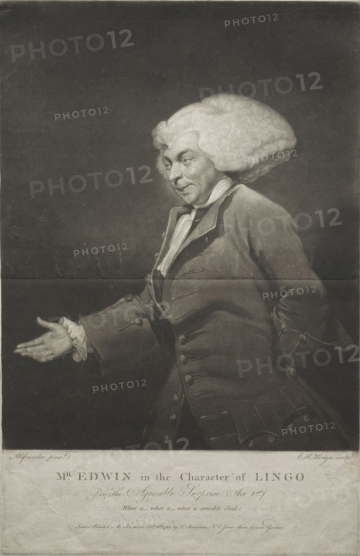 Mr. Edwin in the Character of Lingo, 1784. Charles Howard Hodges (British, 1764-1837). Mezzotint