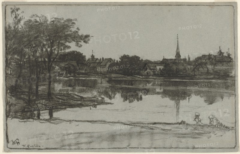 North Easton, Massachusetts, 1877. William Morris Hunt (American, 1824-1879). Charcoal; framing lines in charcoal; sheet: 26.5 x 41.5 cm (10 7/16 x 16 5/16 in.); image: 25.4 x 40.5 cm (10 x 15 15/16 in.).