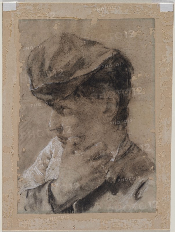 Head of a Young Man in a Cap, first half 18th century. Giovanni Battista Piazzetta (Italian, 1682-1754). Black chalk heightened with white chalk, with stumping; sheet: 37.9 x 27.2 cm (14 15/16 x 10 11/16 in.); secondary support: 44.4 x 33.5 cm (17 1/2 x 13 3/16 in.).