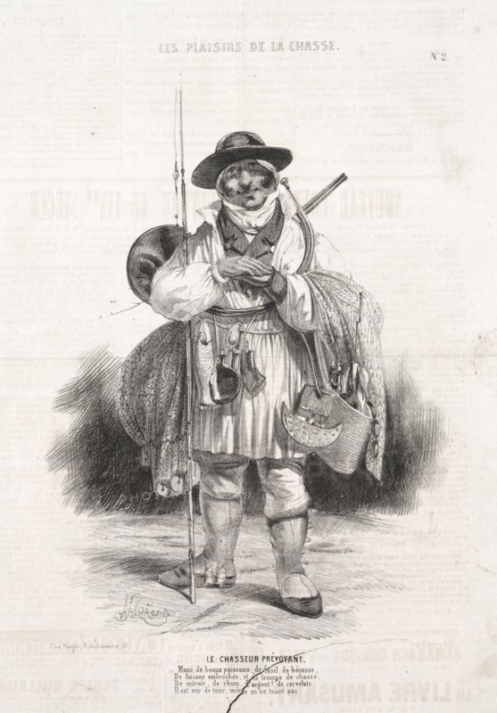 Les Plaisirs de la chasse:  Le Chasseur prévoyant, 1842. Alade Joseph Lorentz (French, 1813-after 1858). Lithograph