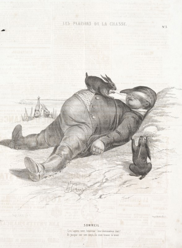 Les Plaisirs de la chasse:  Sommeil, 1842. Alade Joseph Lorentz (French, 1813-after 1858). Lithograph