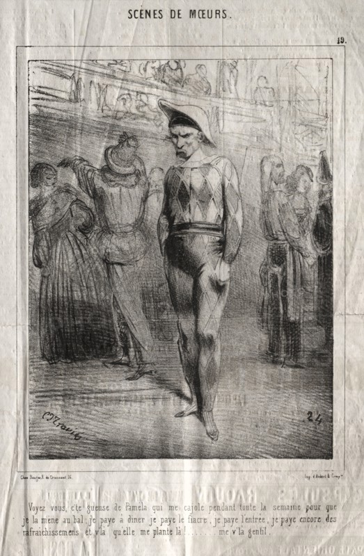 Scènes de moeurs:  Voyez vous, c'te queuse de Pamela qui me cajole pendant toute la semaine pour que je la mene au bal.... Charles Joseph Traviès de Villers (French, 1804-1859). Lithograph
