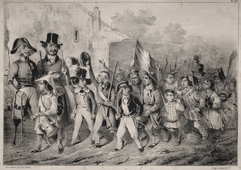 Actualités:  Bon!  Les moutards en veulent sussi!  quand on parle de guerre!  comme toute ca prend feu! ... On voit que c'est de la plante indigène!... ca promet!!, 1840. Clémente Pruche (French, 1831-1870). Lithograph