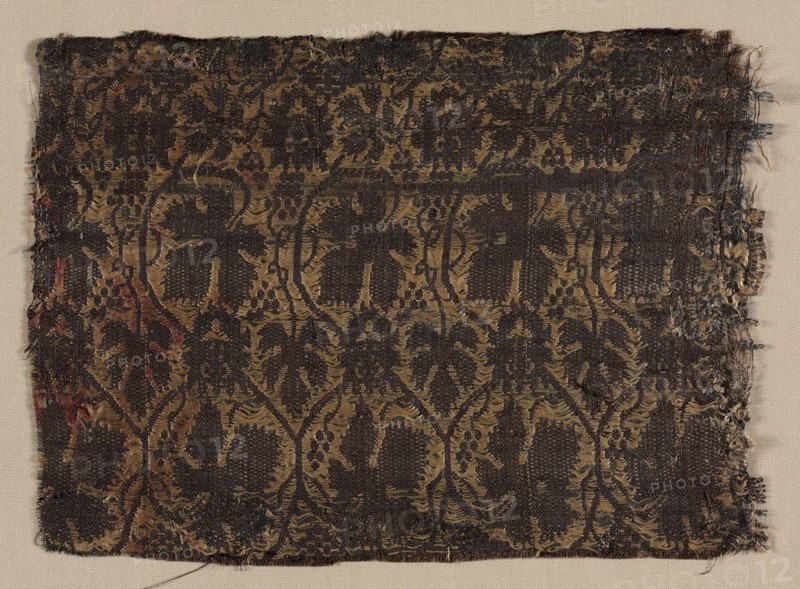 Silk Fragment, 1350-1399. Iran or Iraq, mid or 2nd half of 14th century. Tabby weave with supplementary weft; silk; overall: 11.5 x 16 cm (4 1/2 x 6 5/16 in.)