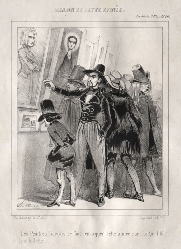 Les Peintres français se font remarquer cette année par l'originalité de leur toilette, 1840. Charles Vernier (French, 1831-1887). Lithograph