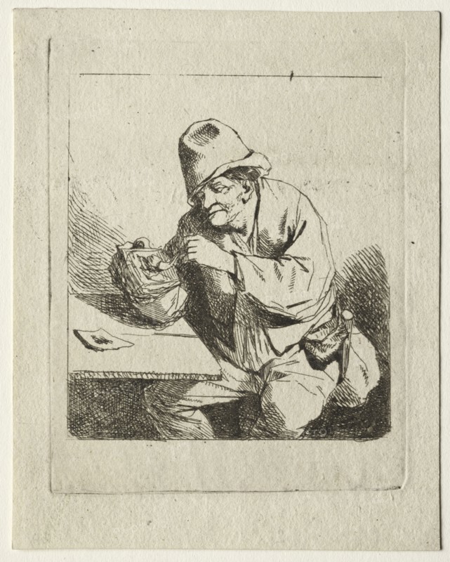Peasant Lighting his Pipe, mid 1600s. Cornelis Pietersz Bega (Dutch, 1631/32-1664). Etching with engraving; sheet: 13.2 x 10.4 cm (5 3/16 x 4 1/8 in.); platemark: 11 x 8.7 cm (4 5/16 x 3 7/16 in.).