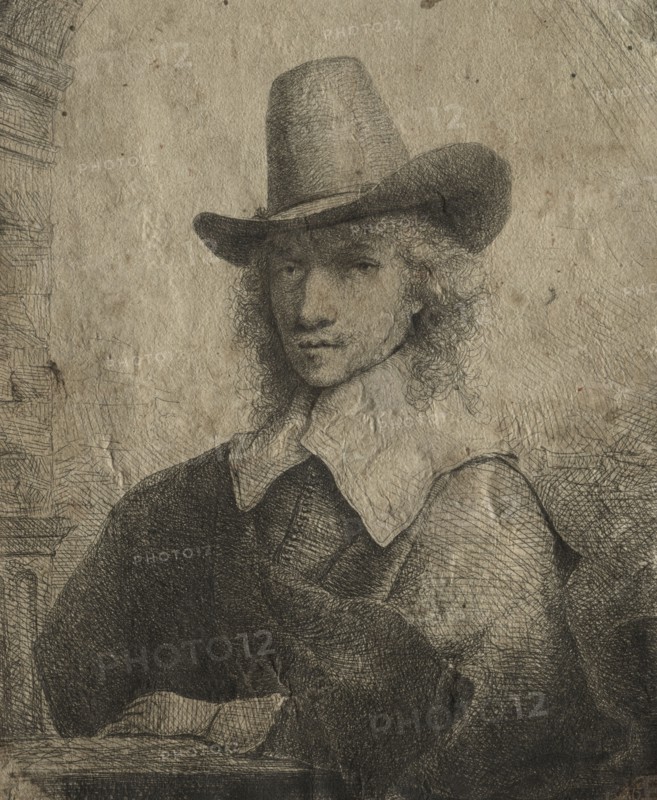 Portrait of a Man with a High Hat, 1642/1651. Ferdinand Bol (Dutch, 1616-1680). Etching and drypoint; sheet: 13.4 x 10.7 cm (5 1/4 x 4 3/16 in.)