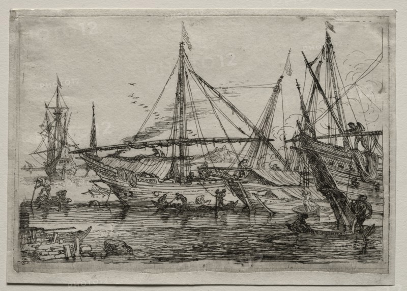 A Mediterranean Harbor, 2nd half 1600s. Adrian van der Cabel (Dutch, 1631-1705), Nicolas Robert. Etching; sheet: 11.5 x 16.3 cm (4 1/2 x 6 7/16 in.); platemark: 10.7 x 15.7 cm (4 3/16 x 6 3/16 in.)