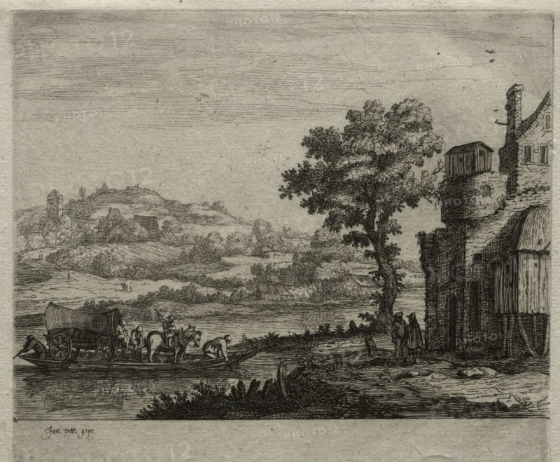 The Ferry Boat. Jan van Goyen (Dutch, 1596-1656). Etching