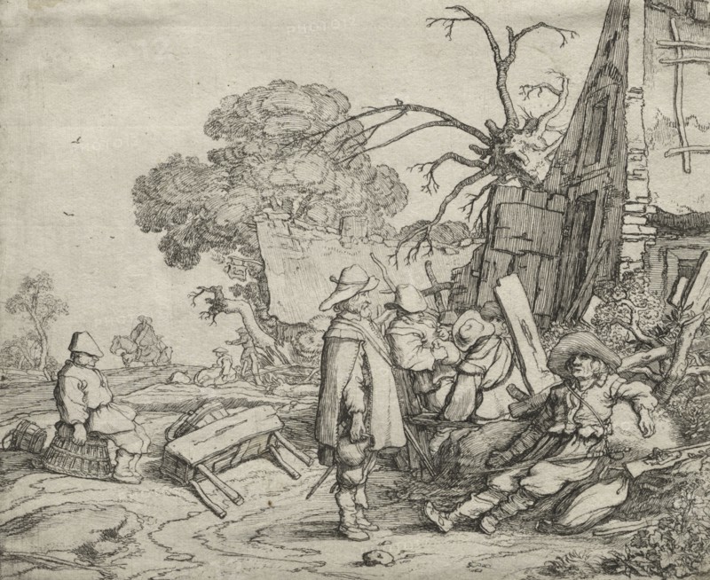 Landscape with Soldiers, 1626. Pieter Molyn (Dutch, 1595-1661). Etching