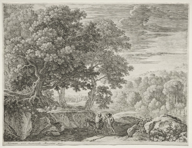 The Flight into Egypt:  The Holy Family. Herman van Swanevelt (Dutch, c. 1600-1655). Etching