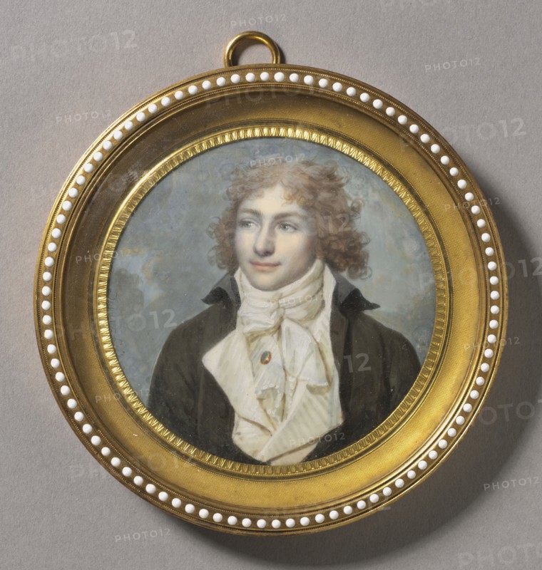 Portrait of a Man , 1794-1795. François Dumont (French, 1751-1831). Watercolor on ivory in a 19th-century gilt metal and enamel frame; diameter: 6.6 cm (2 5/8 in.); diameter of frame: 9.4 cm (3 11/16 in.).