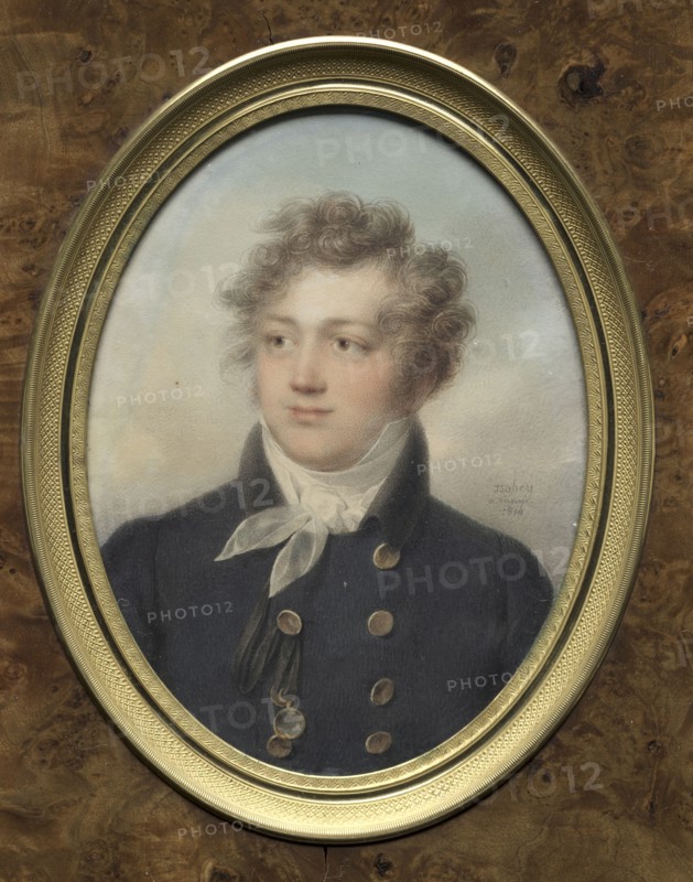 Portrait of a Man, possibly Alexander I, Emperor of Russia, 1814. Jean-Baptiste Isabey (French, 1767-1855). Watercolor on paper in a gilt metal mount and burr wood frame; framed: 23 x 17.7 cm (9 1/16 x 6 15/16 in.); unframed: 13.8 x 10.3 cm (5 7/16 x 4 1/16 in.)