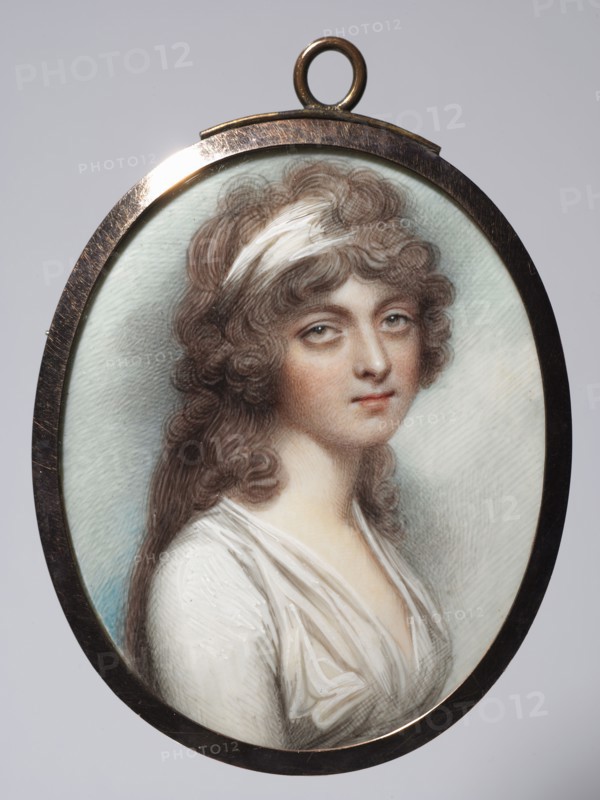 Portrait of Anna Walmesley, 1795. Andrew Plimer (British, 1763-1837). Watercolor on ivory in a gold frame with hair reverse; image: 6.4 x 5.6 cm (2 1/2 x 2 3/16 in.); framed: 7.5 x 6 cm (2 15/16 x 2 3/8 in.); sight: 6.7 x 5.4 cm (2 5/8 x 2 1/8 in.).