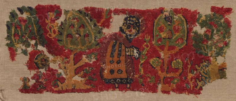 Fragment, Probably a Border from the Hem of a Tunic, 800s (?). Egypt, late Abbasid or Tulunid period, 9th Century (?). Tapestry; wool and linen; overall: 14.6 x 38.5 cm (5 3/4 x 15 3/16 in.).