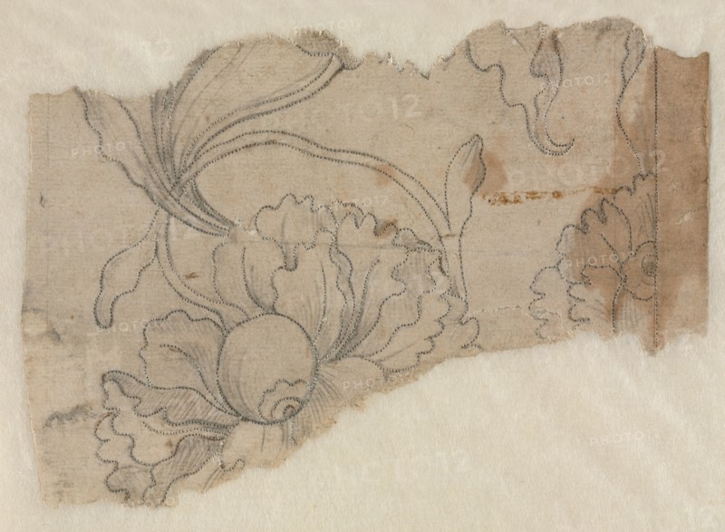 Marquetry Design, c. 1730/60. France, 18th century. Graphite; pricked; sheet: 11.5 x 18.3 cm (4 1/2 x 7 3/16 in.); secondary support: 18 x 24.6 cm (7 1/16 x 9 11/16 in.).