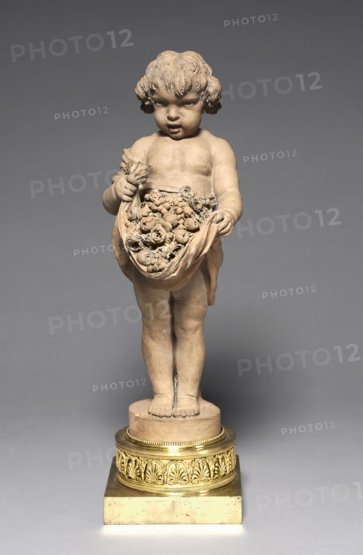 Child Carrying Fruit and Flowers, 18th-early 19th century. Clodion (French, 1738-1814). Terracotta; overall: 42.2 x 12.8 x 15.3 cm (16 5/8 x 5 1/16 x 6 in.); without base: 35.3 cm (13 7/8 in.).