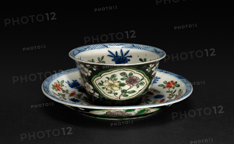 Cup and Saucer, 1662-1722. China, Qing dynasty (1644-1912), Kangxi reign (1661-1722). Porcelain; diameter: 12.2 cm (4 13/16 in.); overall: 4.1 cm (1 5/8 in.).