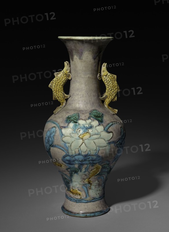 Beaker Vase:  Fahua ware, 1368- 1644. China, Shanxi province, Ming dynasty (1368-1644). Porcelain; overall: 45.2 cm (17 13/16 in.).