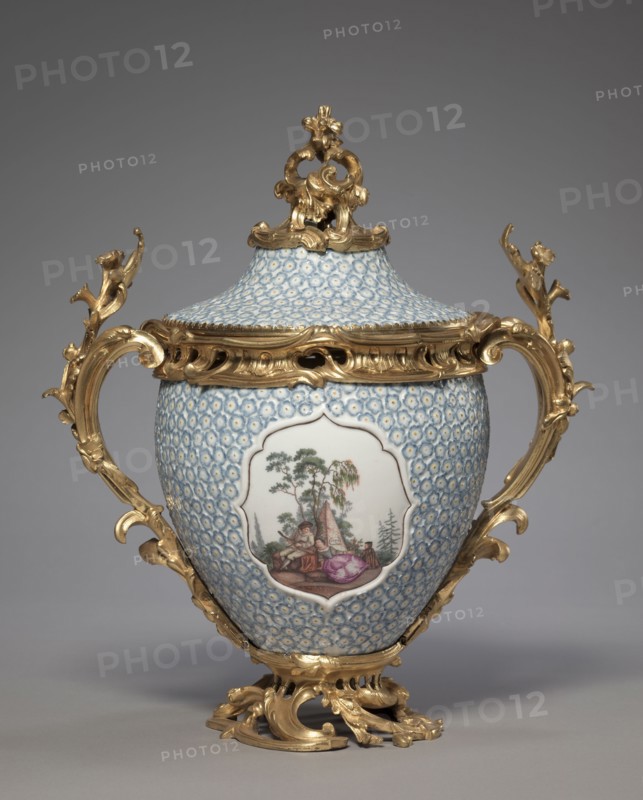 Covered Vase, mid-1700s. Meissen Porcelain Factory (German). Porcelain mounted in gilt bronze; overall: 38.1 x 33.7 x 20.7 cm (15 x 13 1/4 x 8 1/8 in.).