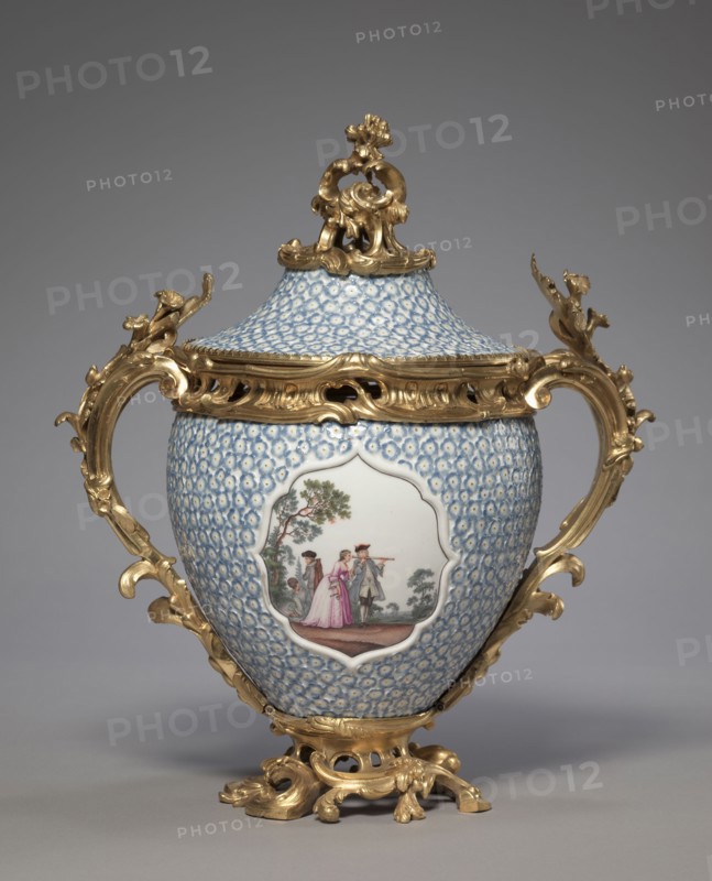 Pair of Covered Vases, 1749. Meissen Porcelain Factory (German). Porcelain mounted in gilt bronze; overall: 37.4 x 32.7 x 21 cm (14 3/4 x 12 7/8 x 8 1/4 in.).