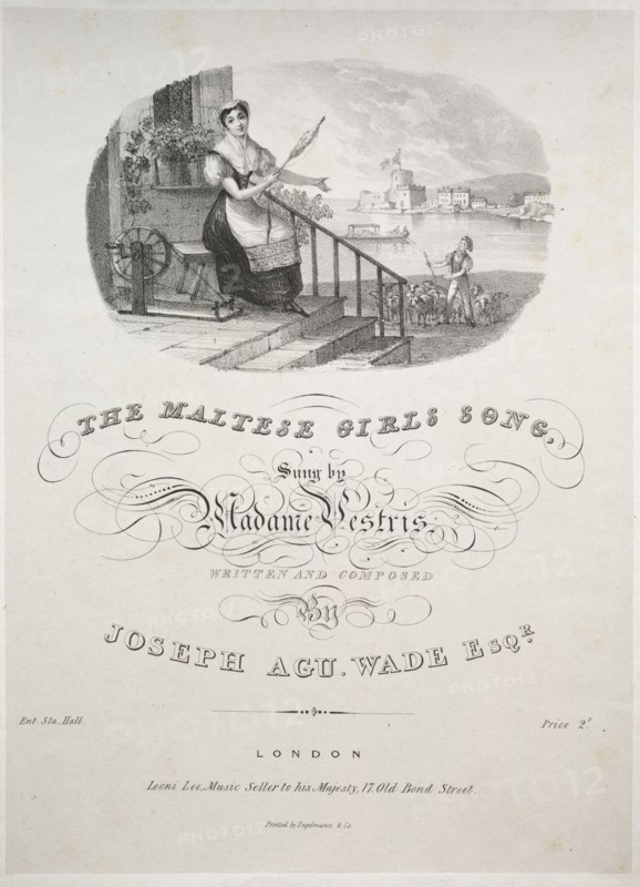 The Maltese Girls Song, 1800s. England, 19th century. Lithograph