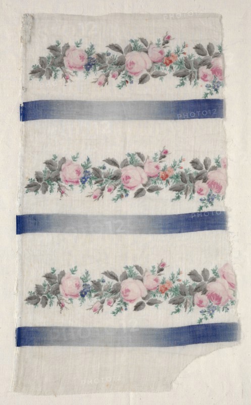 Painted Organdy Strip, mid 1800s. France, mid-19th century. Painted organdy; overall: 41.2 x 22.6 cm (16 1/4 x 8 7/8 in.).