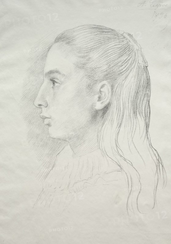 Portrait de Mlle. Nora E. Legros, 1896. Alphonse Legros (French, 1837-1911). Lithograph