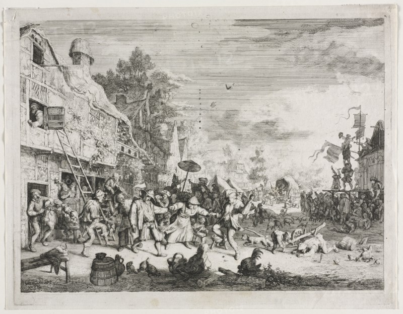 Village Féte. Cornelis Dusart (Dutch, 1660-1704). Etching