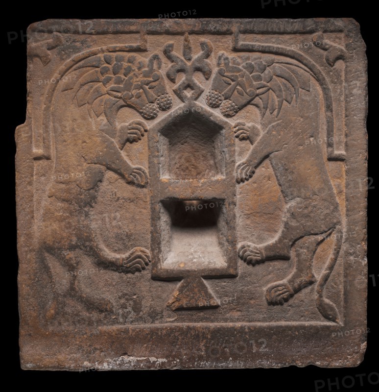 Hitching Post, 1200s. Iran, possibly Hamadan, 13th century. Limestone; overall: 62.9 x 65.8 cm (24 3/4 x 25 7/8 in.).