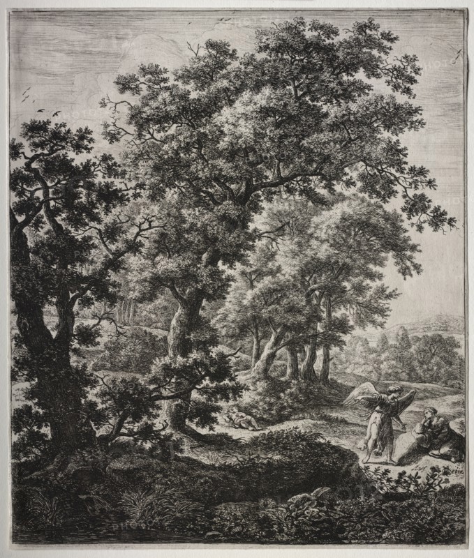 Agar Comforted by the Angel. Anthonie Waterloo (Dutch, 1609/10-1690). Etching
