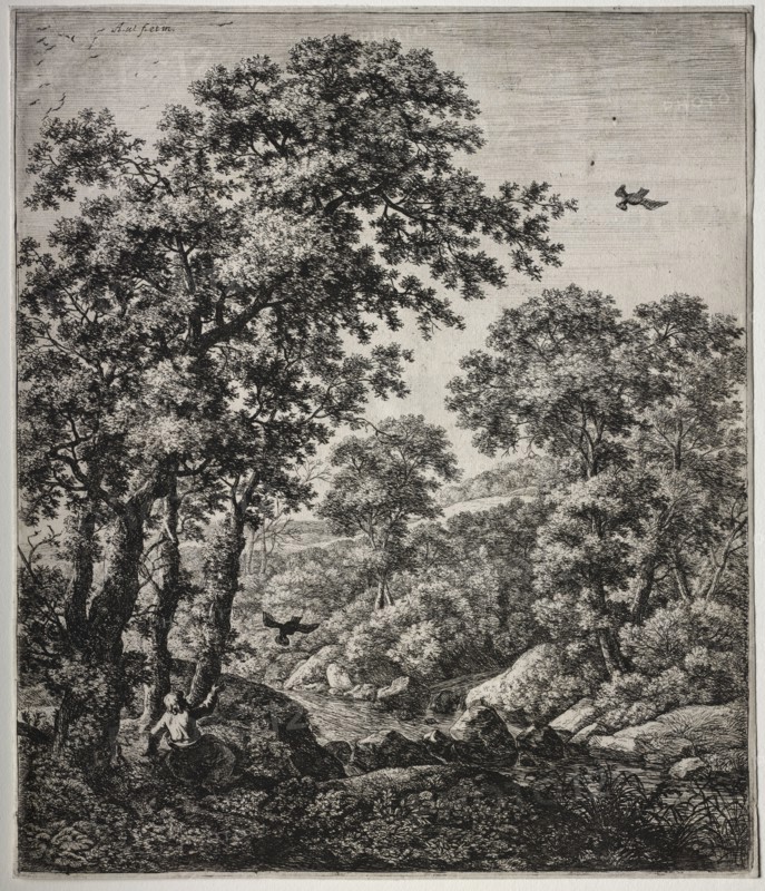 Elijah Fed by the Ravens. Anthonie Waterloo (Dutch, 1609/10-1690). Etching