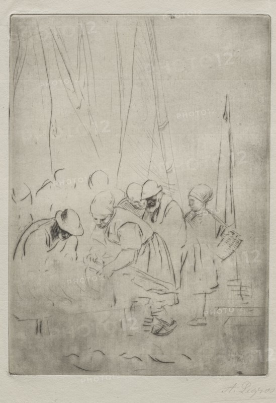 Fishermen on the Wharf at Boulogne. Alphonse Legros (French, 1837-1911). Drypoint