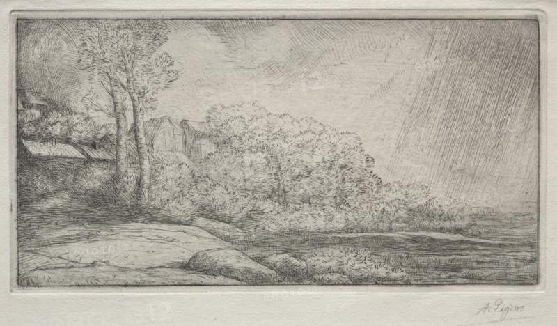Landscape with Two Trees (Paysage aux deux Arbres). Alphonse Legros (French, 1837-1911). Drypoint