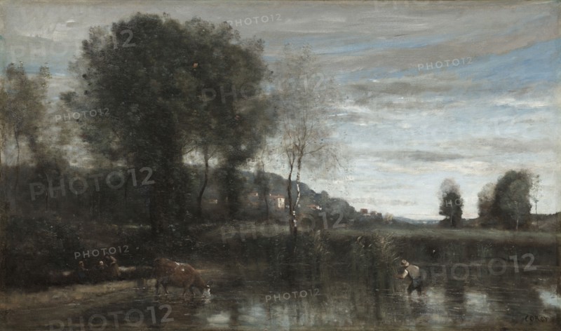 Pond at Ville-d'Avray, late 1860s. Jean Baptiste Camille Corot (French, 1796-1875). Oil on fabric; framed: 87 x 127 x 11 cm (34 1/4 x 50 x 4 5/16 in.); unframed: 58.1 x 99.4 cm (22 7/8 x 39 1/8 in.).