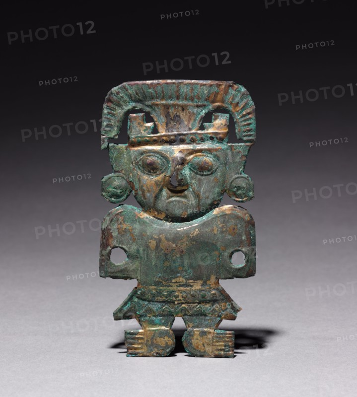 Plaque, 1300s-1400s. Peru, North Coast, Late Chimu Culture, 14th-15th century. Bronze; overall: 13.8 x 7.8 cm (5 7/16 x 3 1/16 in.).