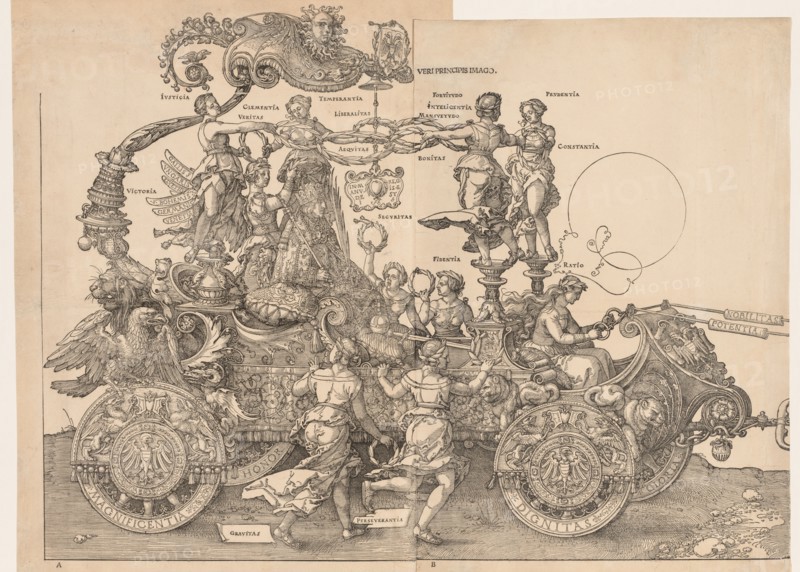 The Great Triumphal Car of Emperor Maximilian, 1523. Albrecht Dürer (German, 1471-1528). Woodcut