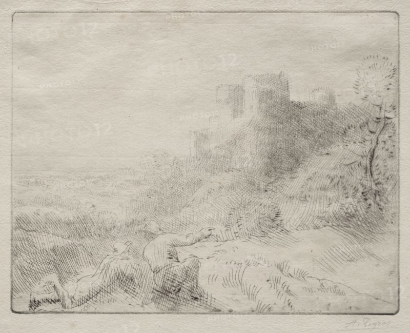 An Old Chateau. Alphonse Legros (French, 1837-1911). Drypoint